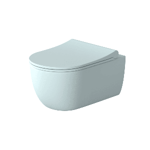 Set vas WC suspendat Massi Molis albastru pastel semi-mat capac soft-close