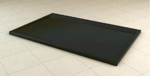 Cadita dus SanSwiss ILA WIA, 80 x 100 cm slim din marmura compozita, negru granit