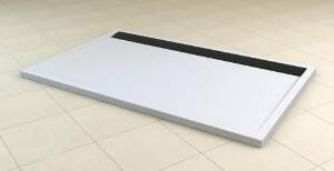 Cadita dus SanSwiss ILA WIA, 90 x 100 cm slim din marmura compozita alb, negru
