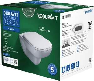 Set vas WC suspendat Duravit D-Code Rimless si capac inchidere lenta
