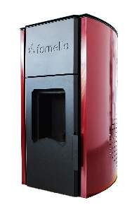 Termosemineu centrala peleti Fornello Royal 25 kw , complet echipat pentru incalzire, pompa, vas expansiune, automatizare, telecomanda, buncar peleti tiraj fortat culoare visiniu (Bordeaux)