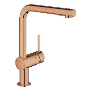 Baterie bucatarie Grohe Minta cu dus extractibil dual spray pipa L warm sunset
