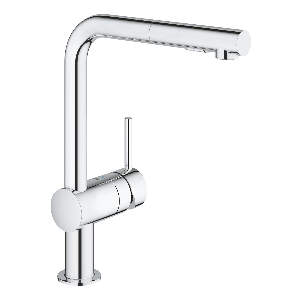 Baterie bucatarie Grohe Minta cu dus extractibil dual spray pipa L crom
