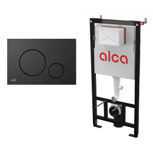 Set Rezervor WC Incastrat Alcadrain cu clapeta negru mat AM101/M678