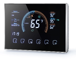 Termostat inteligent Q8000HP pentru pompe de caldura, aer conditionat, convectoare, mod selectabil cald-rece, alimentare inclusa, 24V, monitorizare inteligenta a temperaturii, aplicatie iOS/Android, ecran LCD