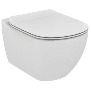 Set vas WC suspendat Ideal Standard Tesi AquaBlade si capac slim cu inchidere lenta